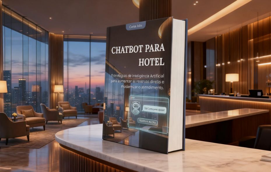 Especialista Carlos Jobs apresenta infográfico sobre integração de chatbots e motores de reserva para automação hoteleira de sucesso em seu novo livro disponível na Amazon.