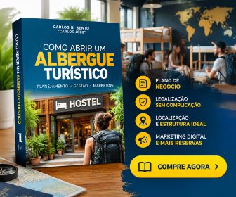 Livro Como abrir um albergue turístico de Carlos N. Bento e Carlos Jobs focado em planejamento, legalização, estrutura e marketing digital hoteleiro.