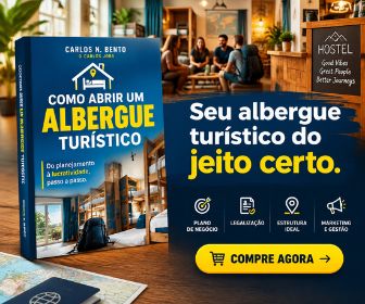 Livro Como abrir um albergue turístico de Carlos N. Bento e Carlos Jobs com guia do planejamento à lucratividade passo a passo.