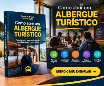 Livro Como abrir um albergue turístico de Carlos N. Bento e Carlos Jobs com guia de planeamento, legalização, gestão e marketing hoteleiro.